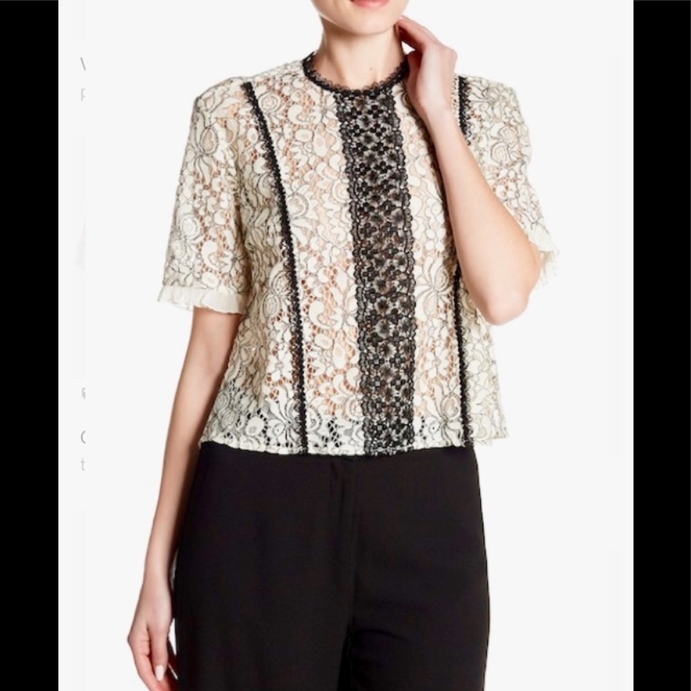 Nanette Lepore lace look cropped top size M cottagecore coquette twee